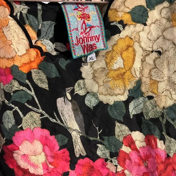 Johnny Was - Charlotte Rose Scalloped Silk Tunic - XL - Picture 11 of 16